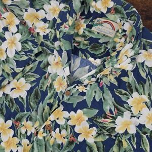 Paradise Found Mens Hawaiian Shirt Blue Green Floral Beach‎ Tropical 2XL